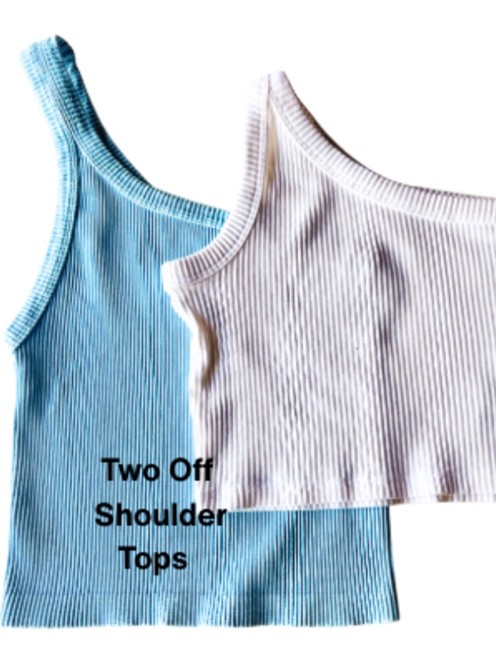 Two Girls One Shoulder Tanks - Blue Niki Biki & White Zara